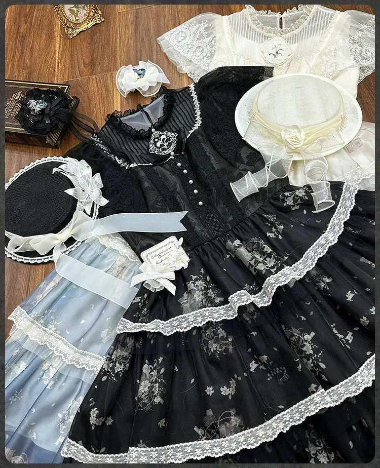 Mademoiselle Pearl~Lily Poetry~Lily Print Lolita Dress Collection