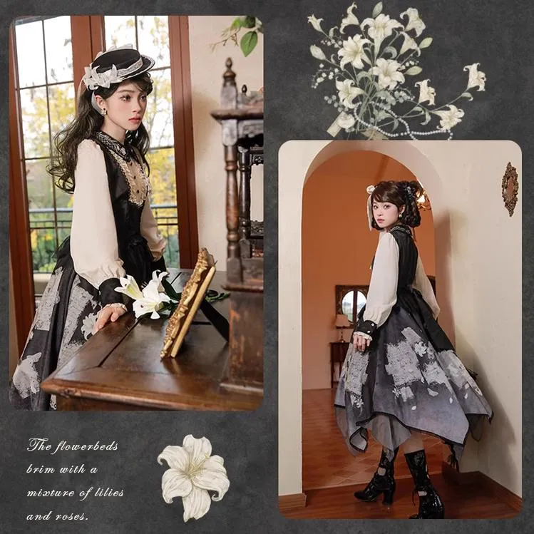 Mademoiselle Pearl~Lily Poetry~Lily Print Lolita Dress Collection