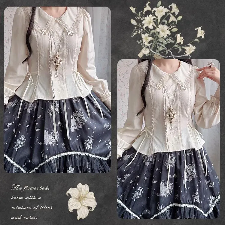 Mademoiselle Pearl~Lily Poetry~Lily Print Lolita Dress Collection