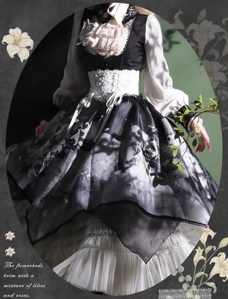 Mademoiselle Pearl~Lily Poetry~Lily Print Lolita Dress Collection