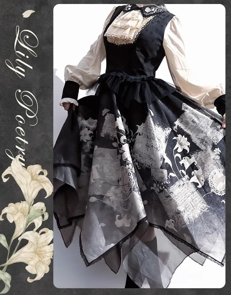 Mademoiselle Pearl~Lily Poetry~Lily Print Lolita Dress Collection