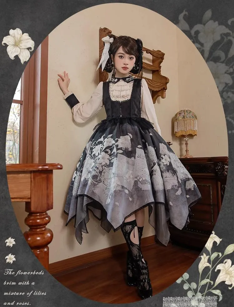 Mademoiselle Pearl~Lily Poetry~Lily Print Lolita Dress Collection