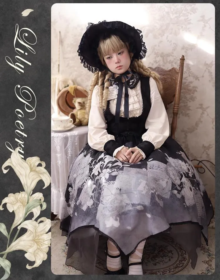 Mademoiselle Pearl~Lily Poetry~Lily Print Lolita Dress Collection