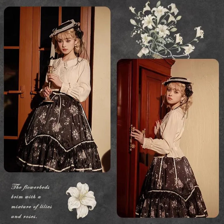 Mademoiselle Pearl~Lily Poetry~Lily Print Lolita Dress Collection