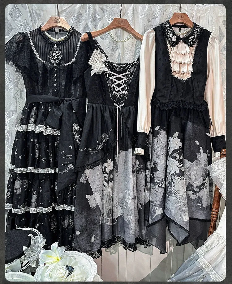 Mademoiselle Pearl~Lily Poetry~Lily Print Lolita Dress Collection