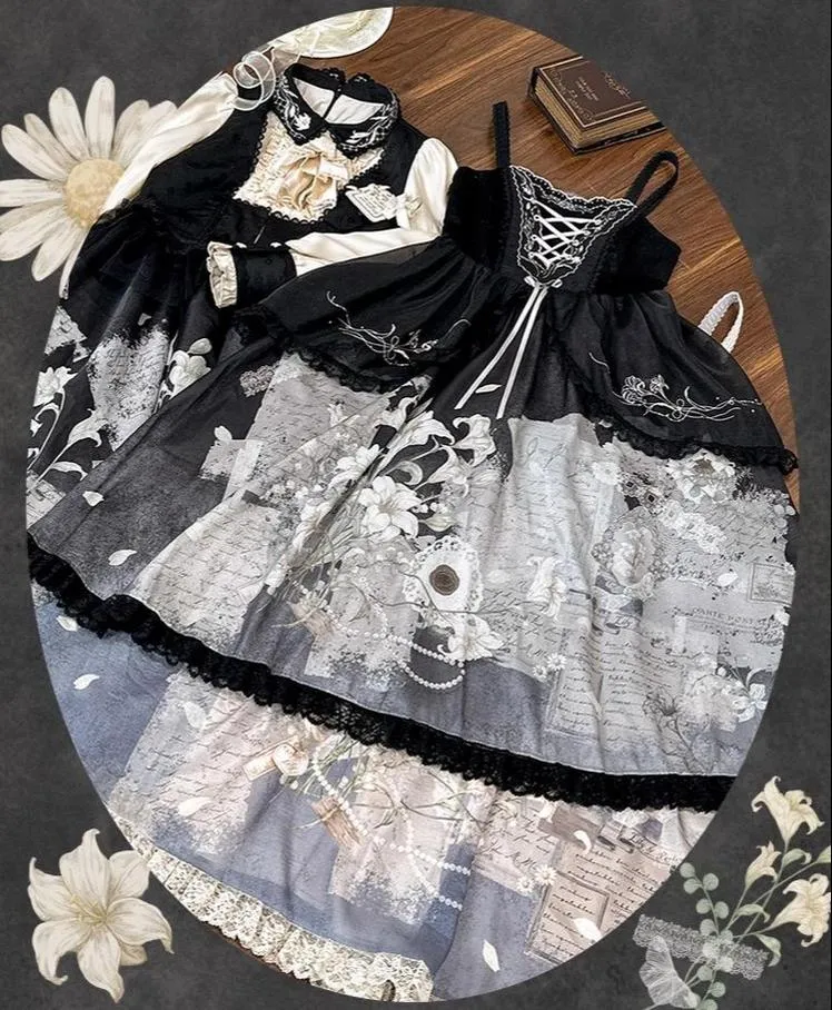 Mademoiselle Pearl~Lily Poetry~Lily Print Lolita Dress Collection