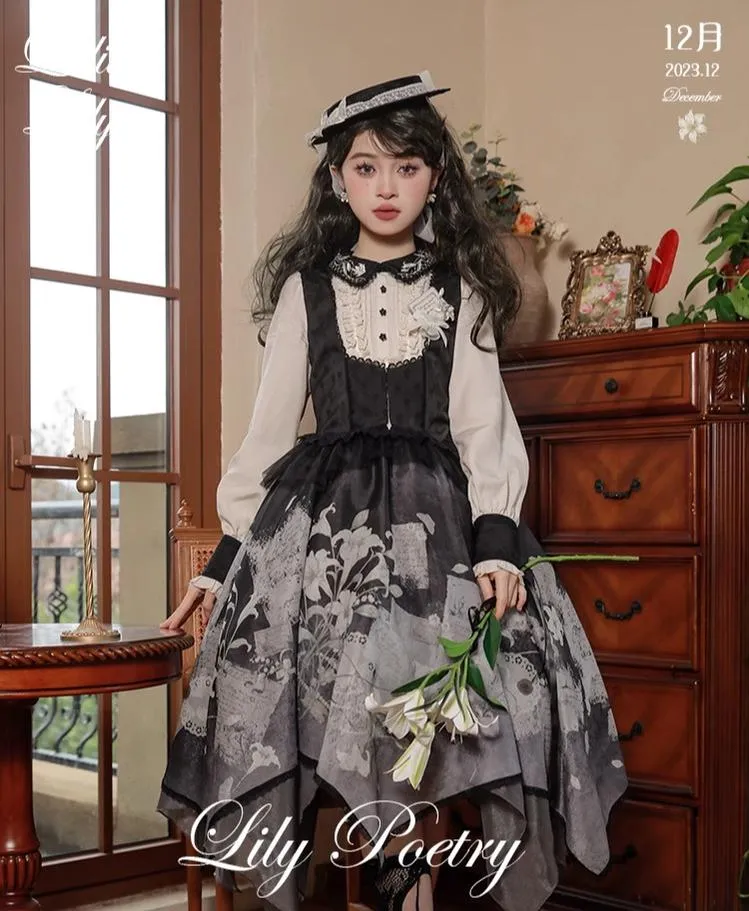 Mademoiselle Pearl~Lily Poetry~Lily Print Lolita Dress Collection