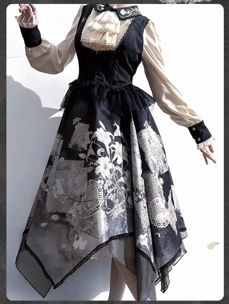 Mademoiselle Pearl~Lily Poetry~Lily Print Lolita Dress Collection