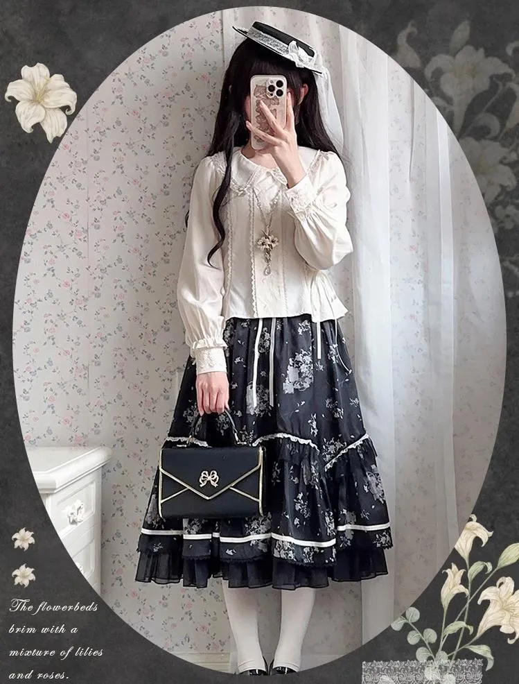 Mademoiselle Pearl~Lily Poetry~Lily Print Lolita Dress Collection