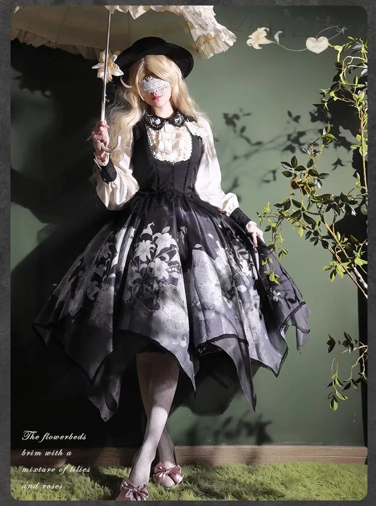 Mademoiselle Pearl~Lily Poetry~Lily Print Lolita Dress Collection