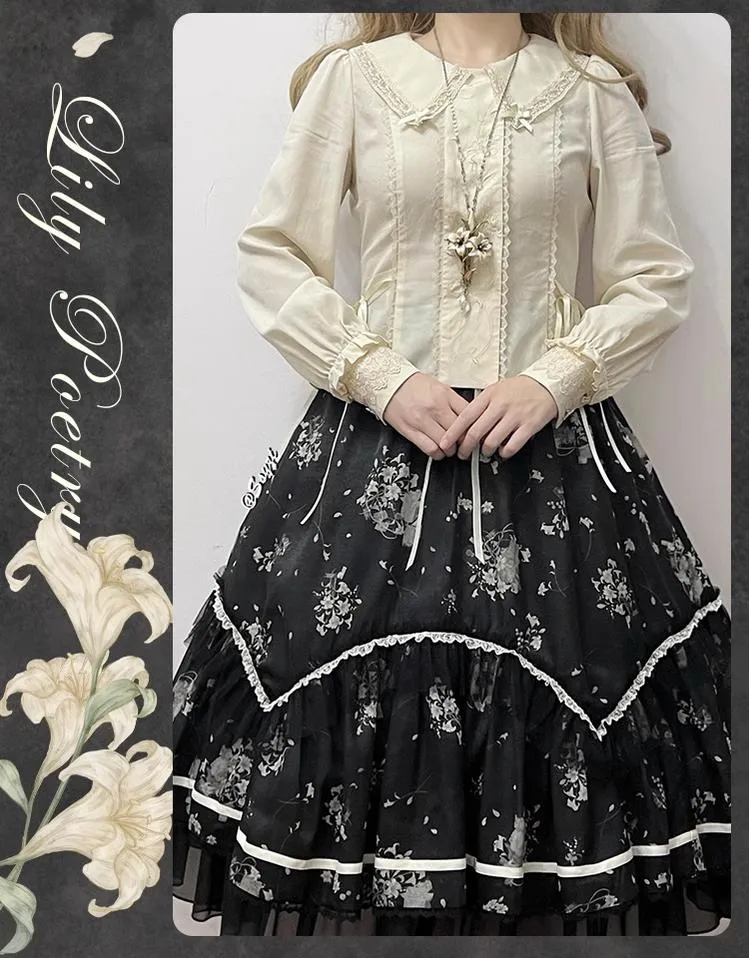 Mademoiselle Pearl~Lily Poetry~Lily Print Lolita Dress Collection