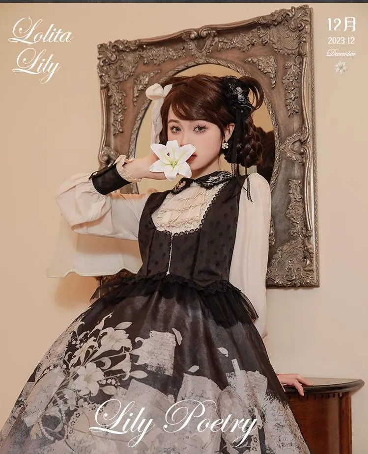 Mademoiselle Pearl~Lily Poetry~Lily Print Lolita Dress Collection