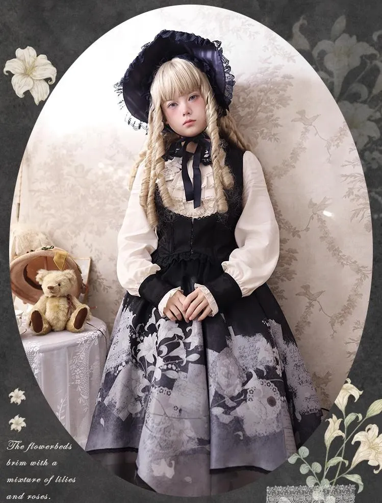 Mademoiselle Pearl~Lily Poetry~Lily Print Lolita Dress Collection