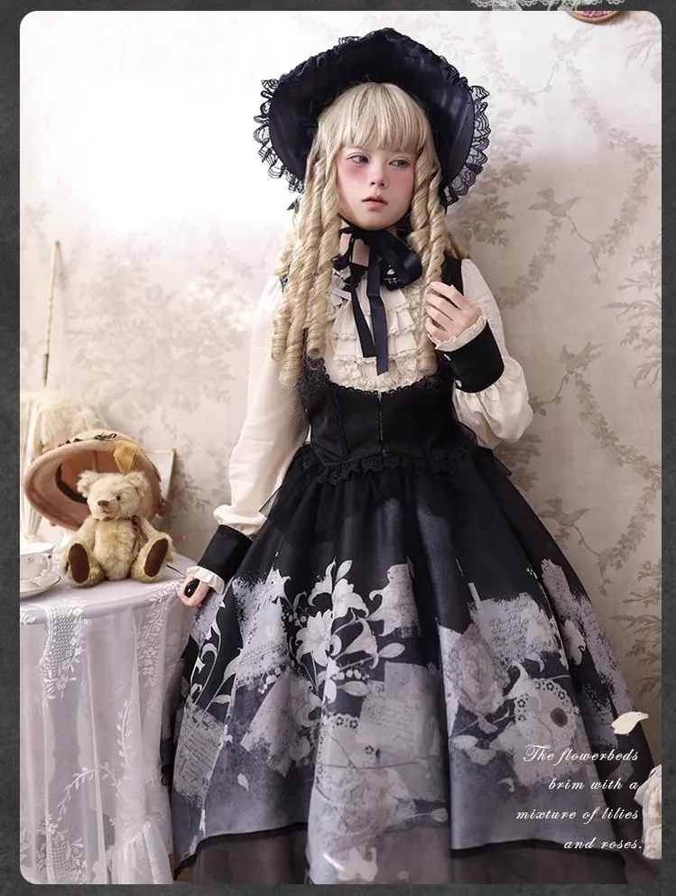 Mademoiselle Pearl~Lily Poetry~Lily Print Lolita Dress Collection