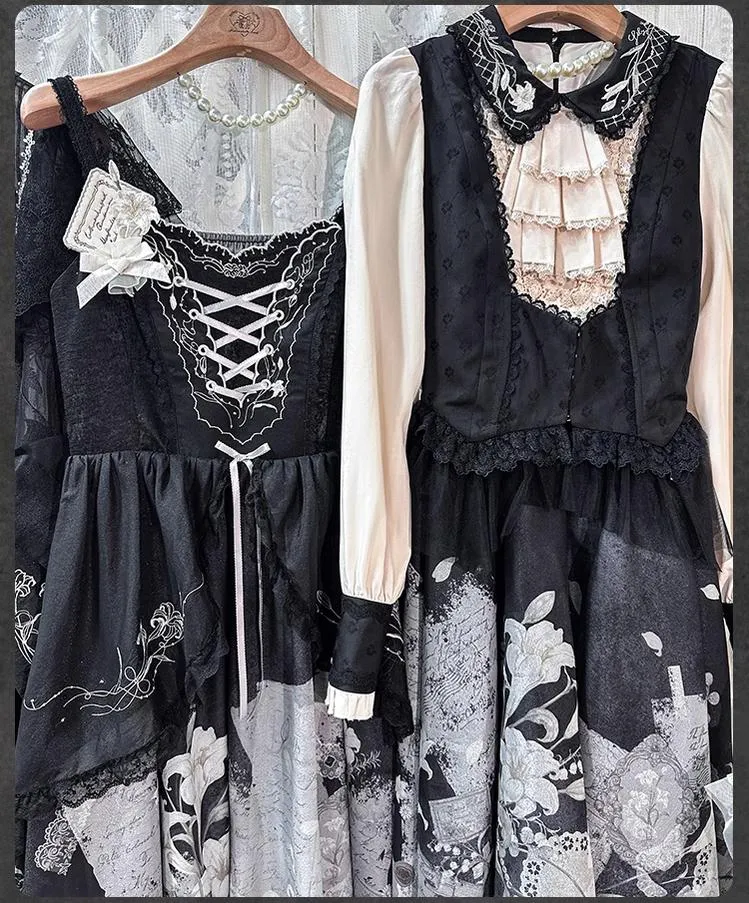 Mademoiselle Pearl~Lily Poetry~Lily Print Lolita Dress Collection