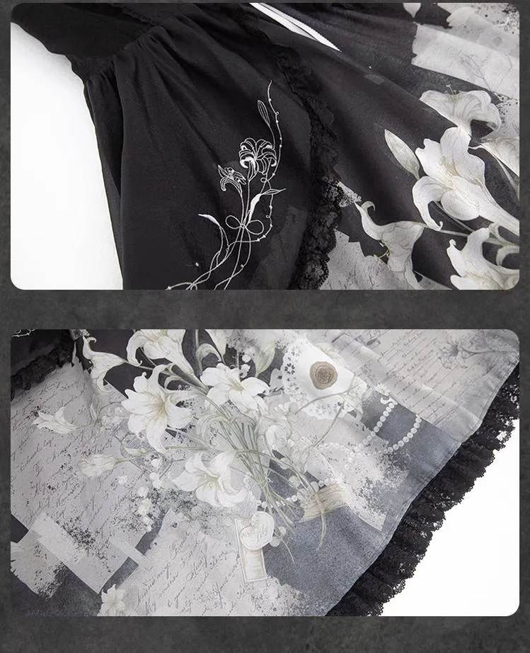 Mademoiselle Pearl~Lily Poetry~Lily Print Lolita Dress Collection