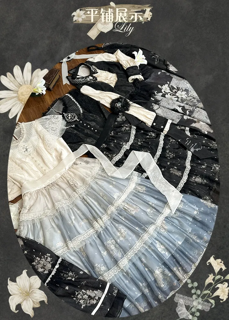 Mademoiselle Pearl~Lily Poetry~Lily Print Lolita Dress Collection