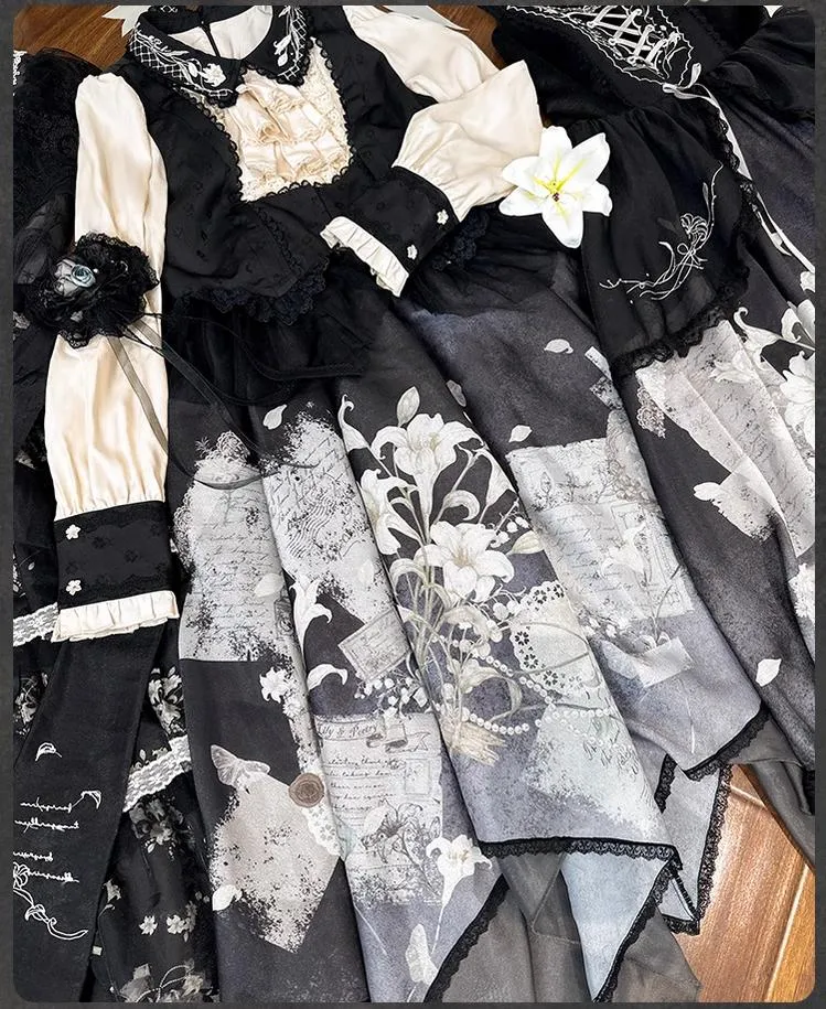 Mademoiselle Pearl~Lily Poetry~Lily Print Lolita Dress Collection