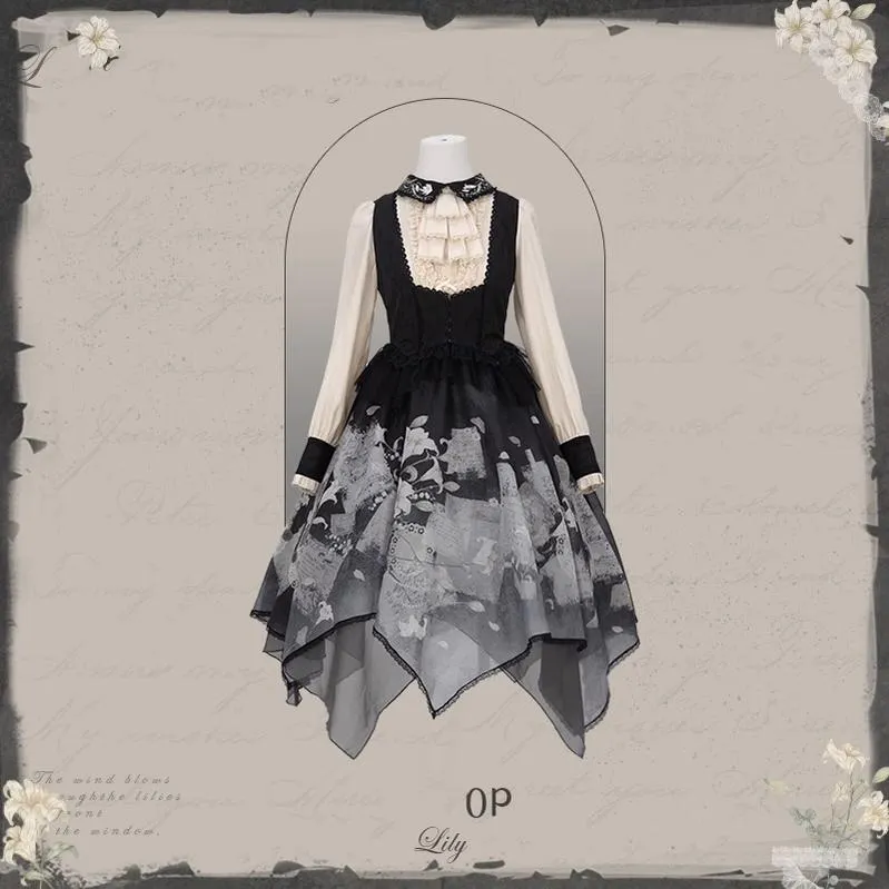 Mademoiselle Pearl~Lily Poetry~Lily Print Lolita Dress Collection
