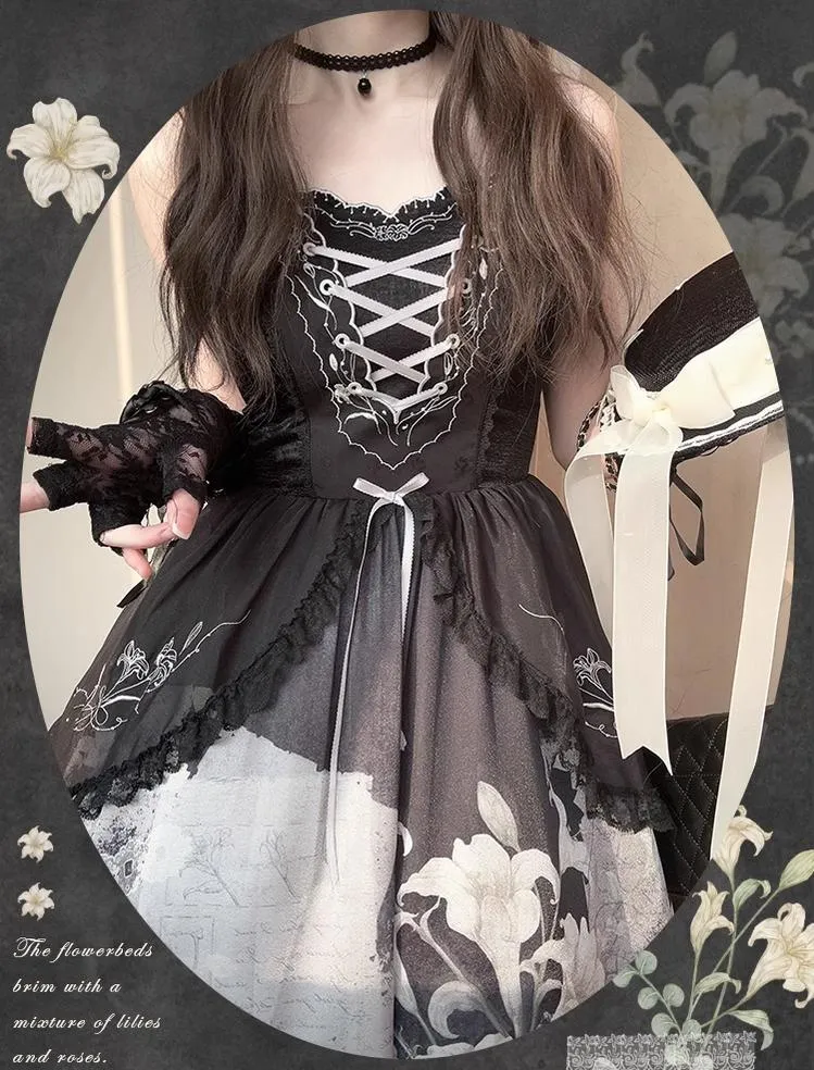 Mademoiselle Pearl~Lily Poetry~Lily Print Lolita Dress Collection