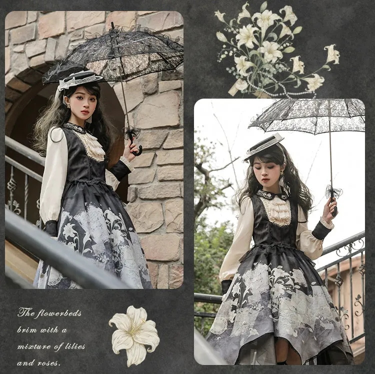 Mademoiselle Pearl~Lily Poetry~Lily Print Lolita Dress Collection