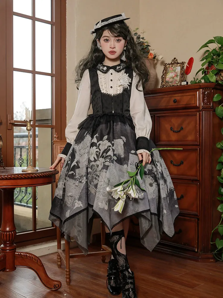 Mademoiselle Pearl~Lily Poetry~Lily Print Lolita Dress Collection