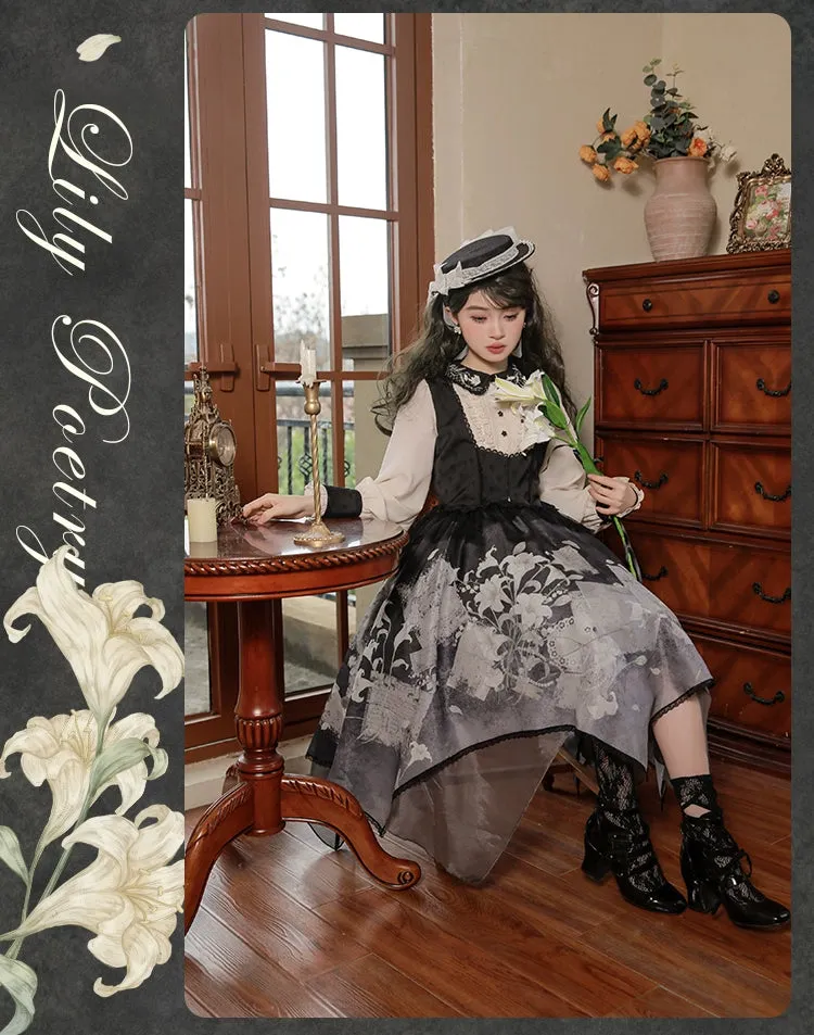 Mademoiselle Pearl~Lily Poetry~Lily Print Lolita Dress Collection