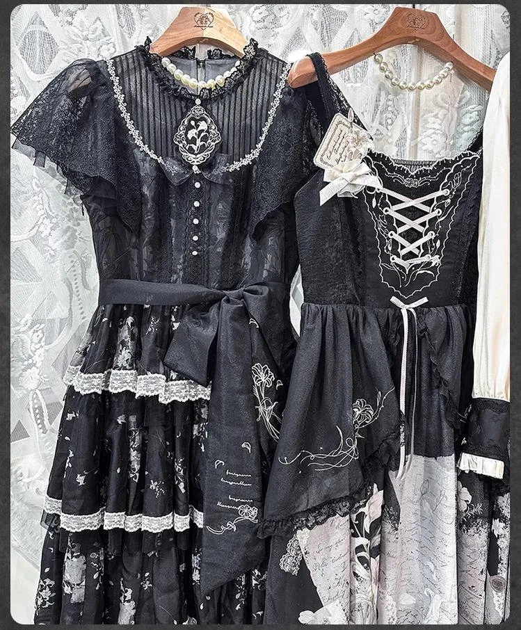 Mademoiselle Pearl~Lily Poetry~Lily Print Lolita Dress Collection