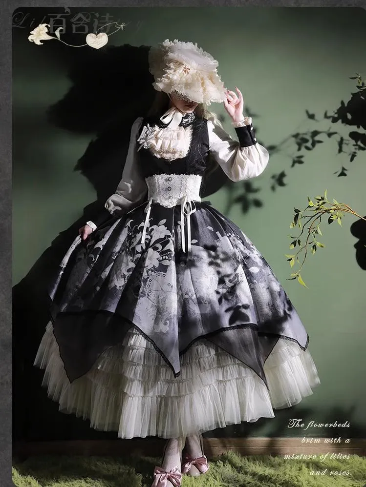 Mademoiselle Pearl~Lily Poetry~Lily Print Lolita Dress Collection