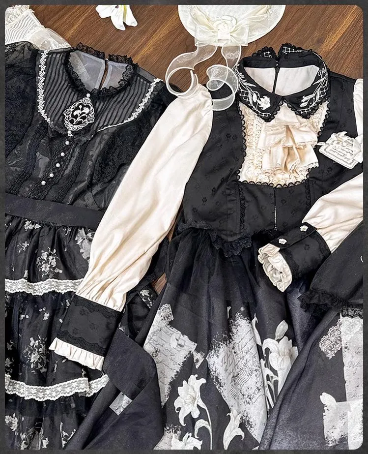 Mademoiselle Pearl~Lily Poetry~Lily Print Lolita Dress Collection