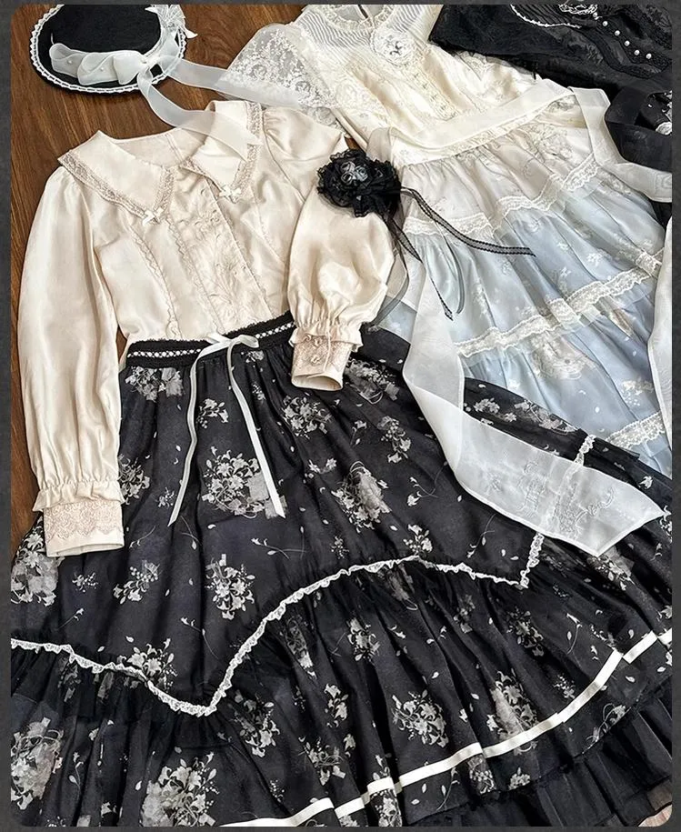 Mademoiselle Pearl~Lily Poetry~Lily Print Lolita Dress Collection