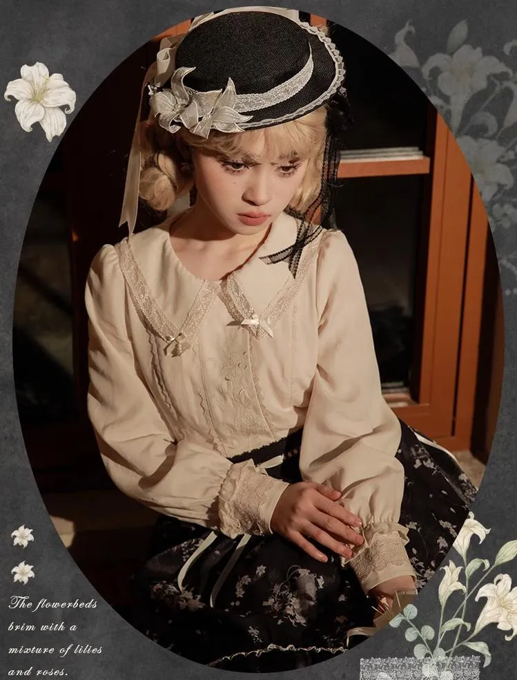 Mademoiselle Pearl~Lily Poetry~Lily Print Lolita Dress Collection