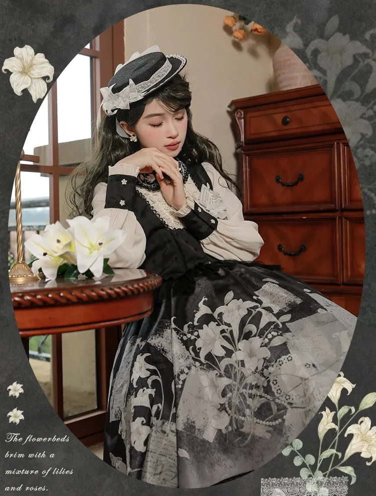 Mademoiselle Pearl~Lily Poetry~Lily Print Lolita Dress Collection