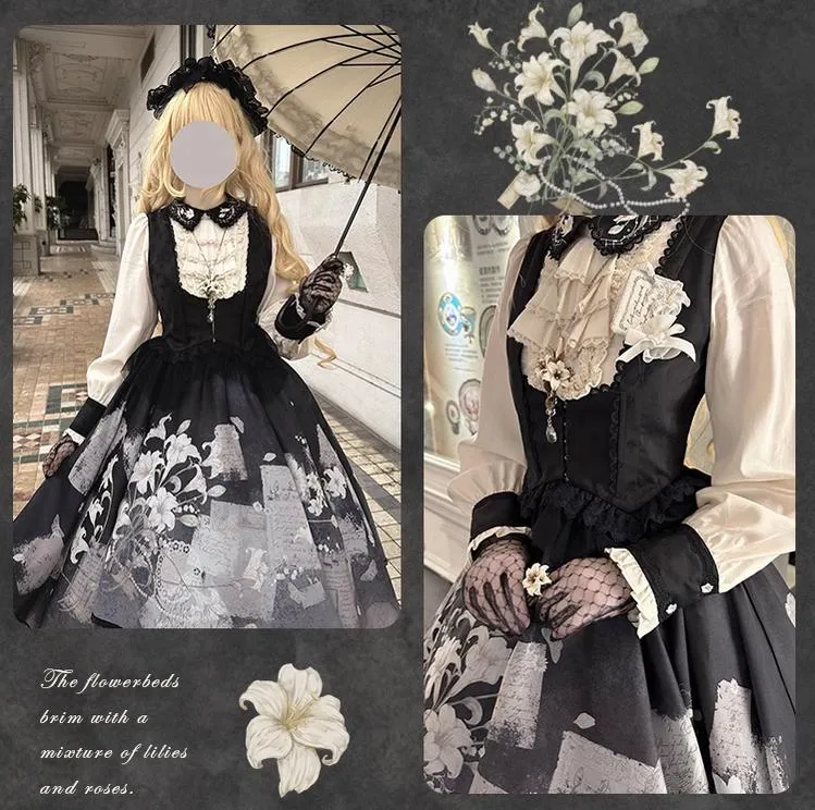 Mademoiselle Pearl~Lily Poetry~Lily Print Lolita Dress Collection