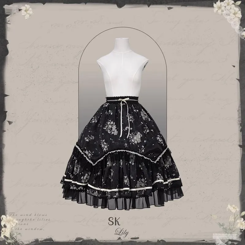 Mademoiselle Pearl~Lily Poetry~Lily Print Lolita Dress Collection