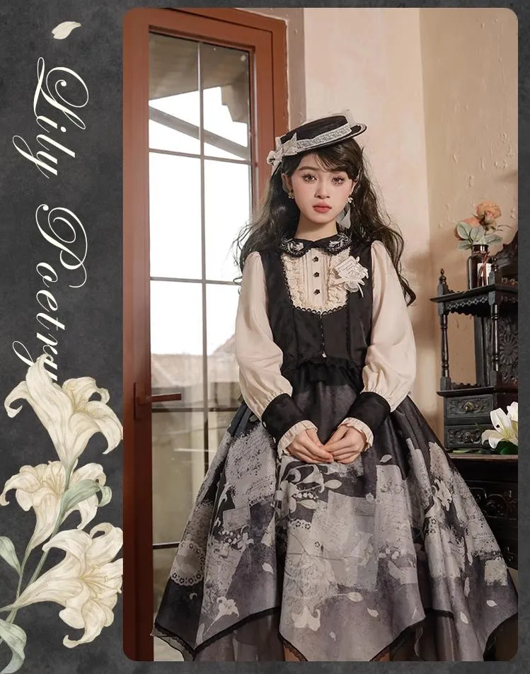 Mademoiselle Pearl~Lily Poetry~Lily Print Lolita Dress Collection