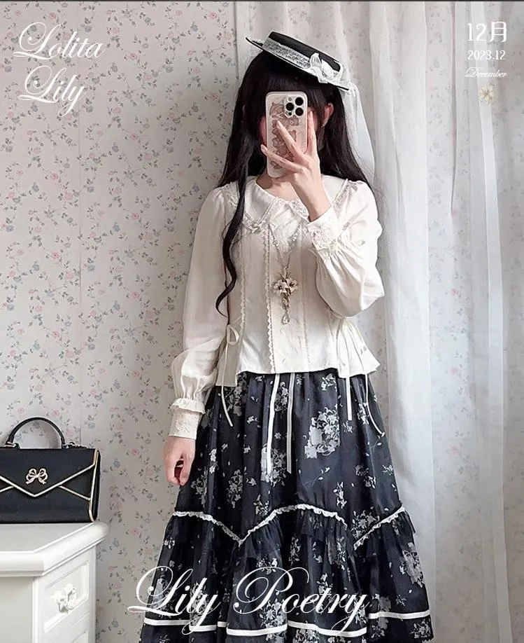 Mademoiselle Pearl~Lily Poetry~Lily Print Lolita Dress Collection