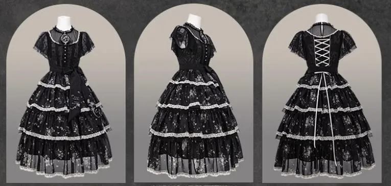 Mademoiselle Pearl~Lily Poetry~Lily Print Lolita Dress Collection