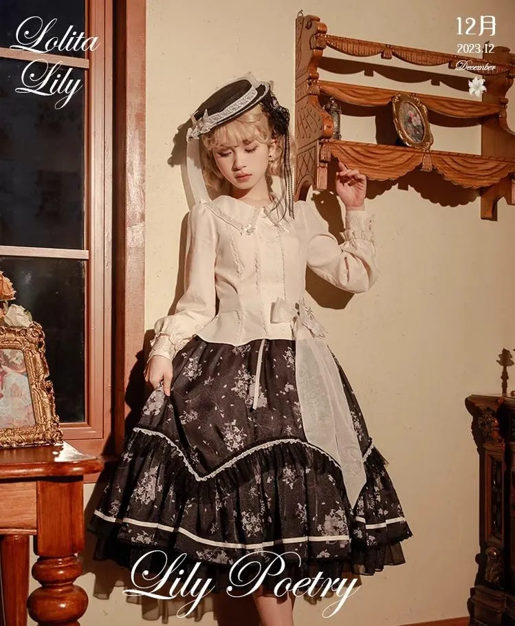 Mademoiselle Pearl~Lily Poetry~Lily Print Lolita Dress Collection
