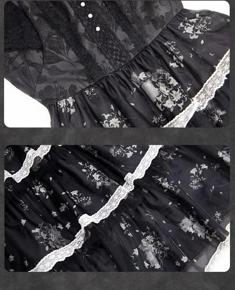 Mademoiselle Pearl~Lily Poetry~Lily Print Lolita Dress Collection