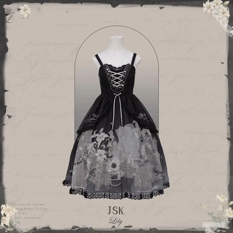 Mademoiselle Pearl~Lily Poetry~Lily Print Lolita Dress Collection