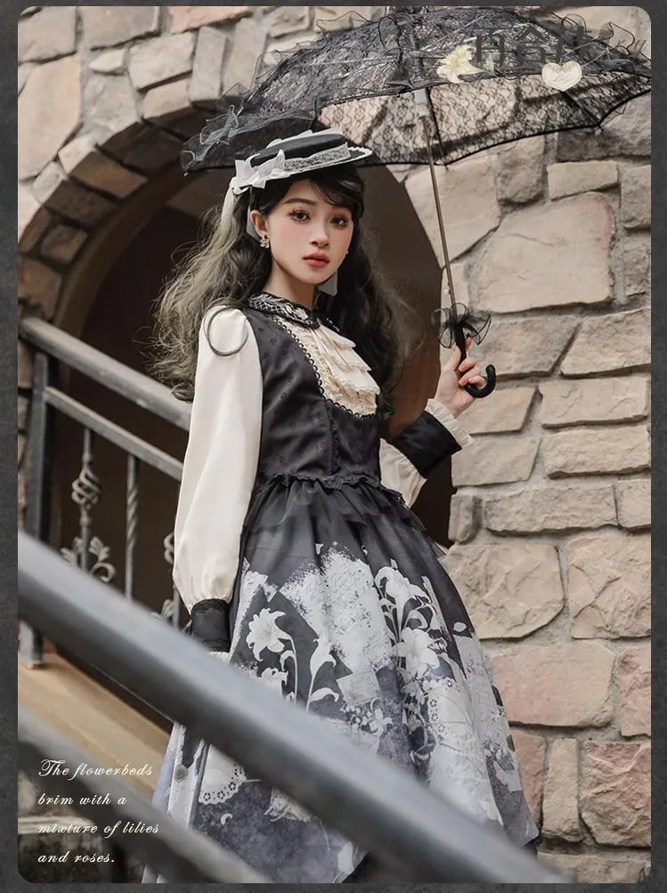 Mademoiselle Pearl~Lily Poetry~Lily Print Lolita Dress Collection