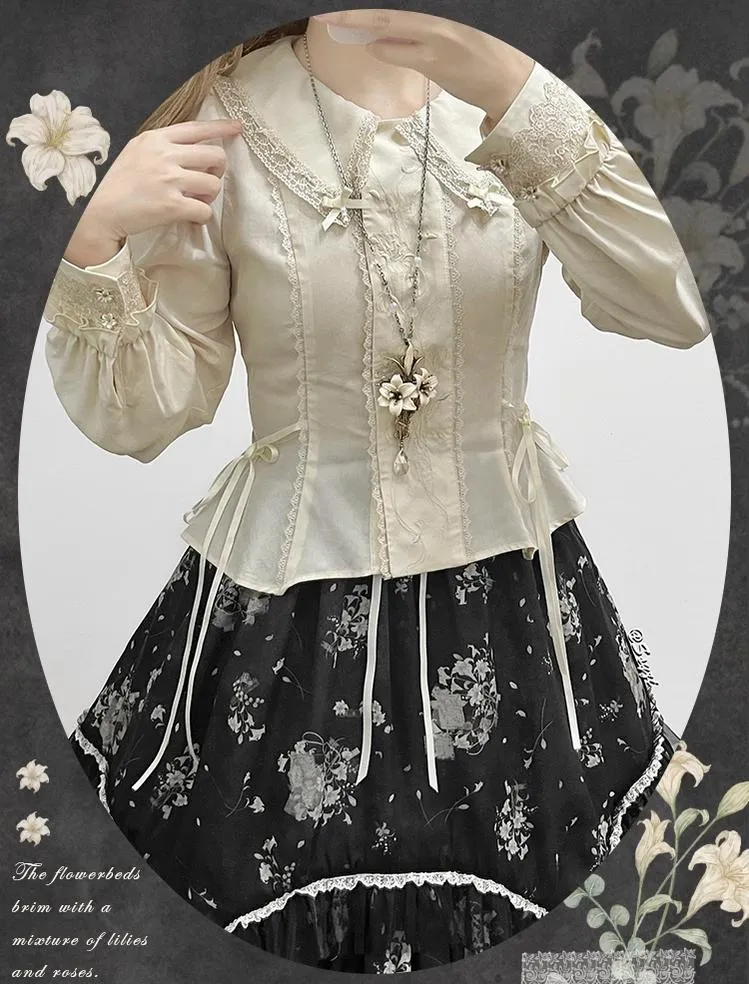 Mademoiselle Pearl~Lily Poetry~Lily Print Lolita Dress Collection