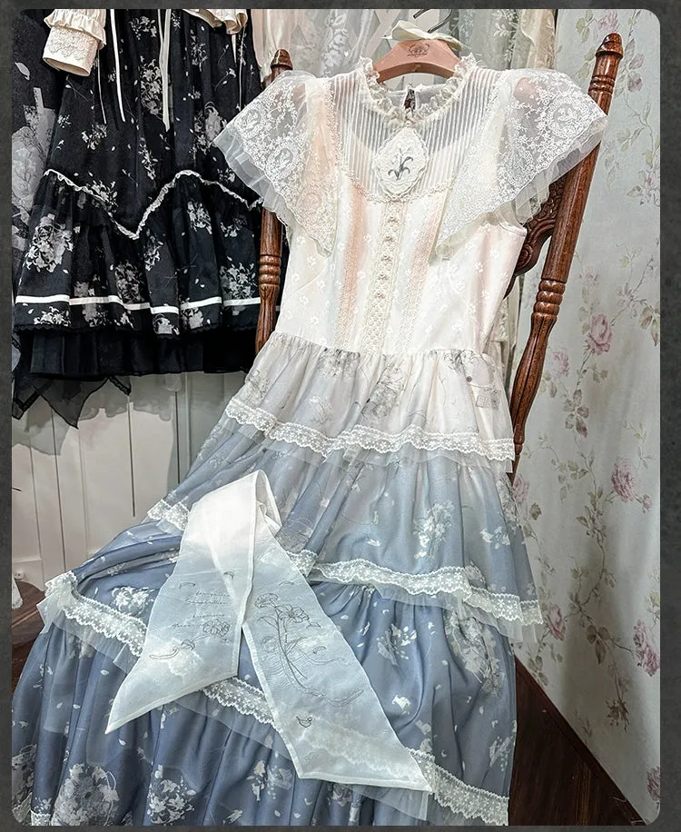 Mademoiselle Pearl~Lily Poetry~Lily Print Lolita Dress Collection