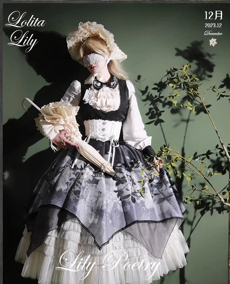Mademoiselle Pearl~Lily Poetry~Lily Print Lolita Dress Collection