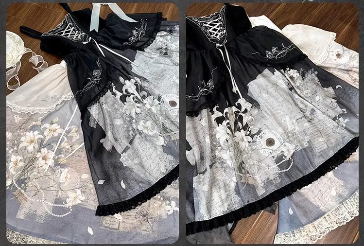 Mademoiselle Pearl~Lily Poetry~Lily Print Lolita Dress Collection
