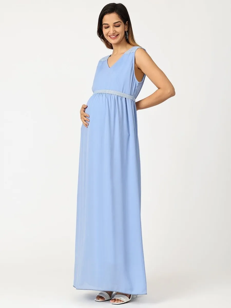 Maya Blue with Sequins Maternity Gown