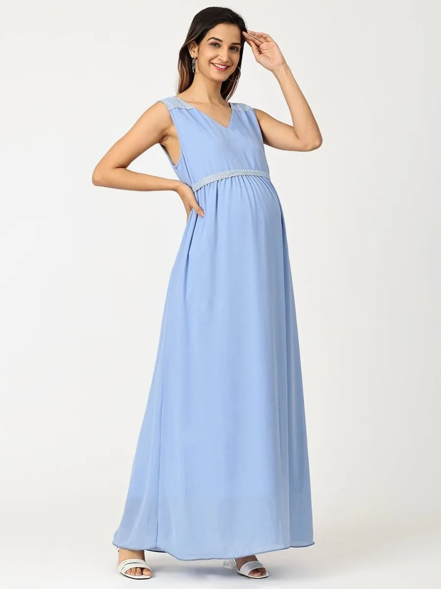 Maya Blue with Sequins Maternity Gown