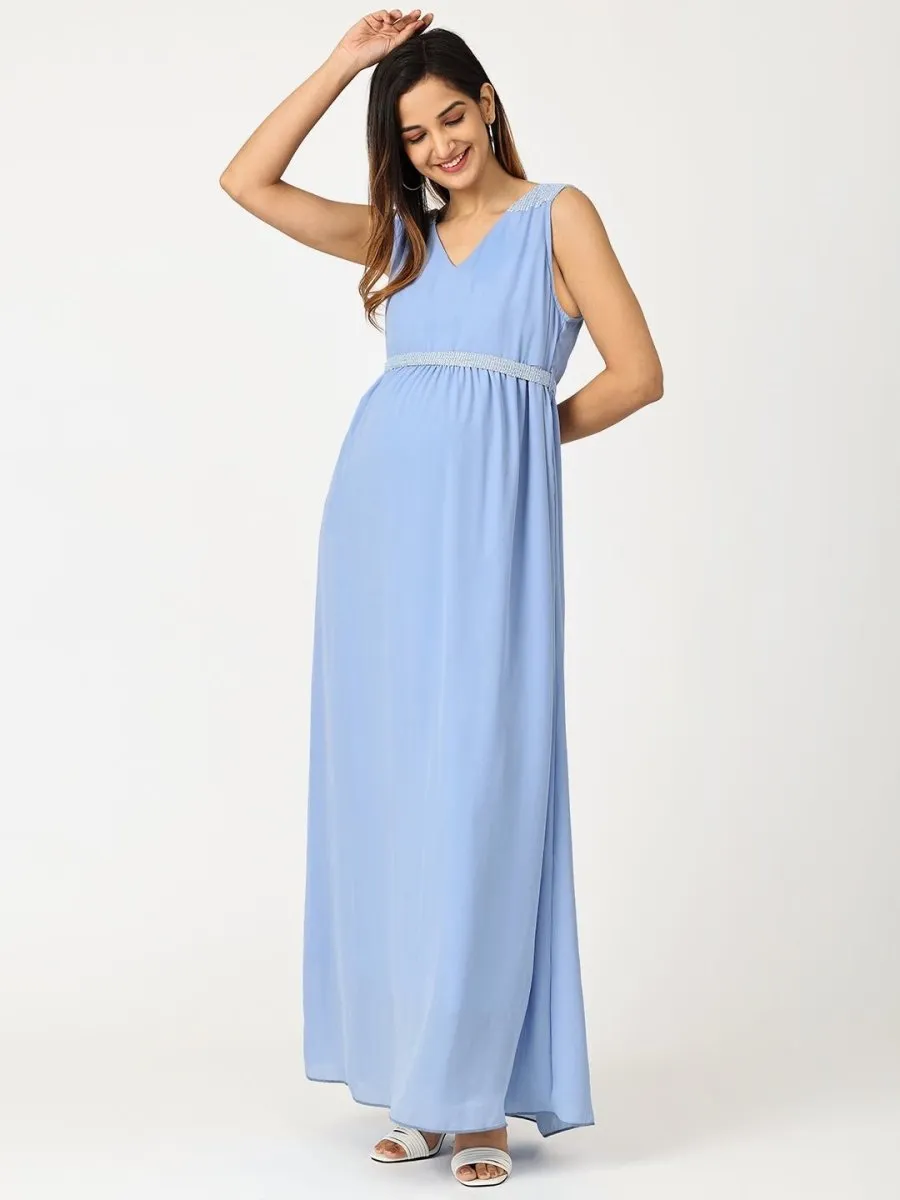 Maya Blue with Sequins Maternity Gown