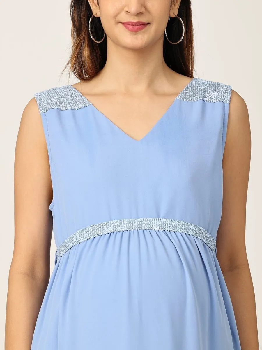 Maya Blue with Sequins Maternity Gown